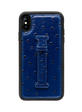 Protective Case Cover For Apple iPhone XS Max With Finger Holder Ostrich Blue