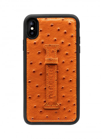 Protective Case Cover For Apple iPhone XS Max With Finger Holder Ostrich Orange