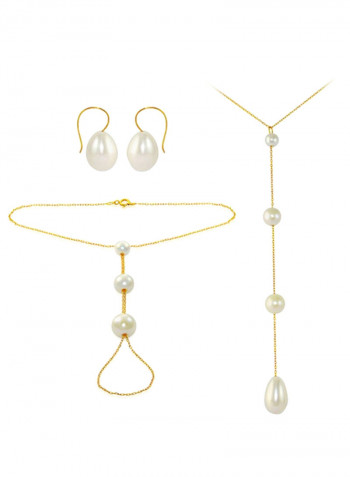 10 Karat Gold Gradual Pearl Jewellery Set