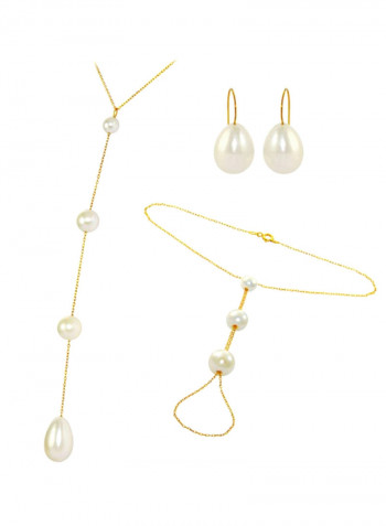 10 Karat Gold Gradual Pearl Jewellery Set