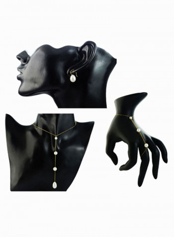 10 Karat Gold Gradual Pearl Jewellery Set