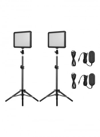 Set Of 2 LED Video Photography Light Kit - US Plug 18x80x13centimeter Black