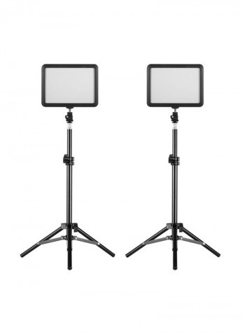 Set Of 2 LED Video Photography Light Kit - US Plug 18x80x13centimeter Black