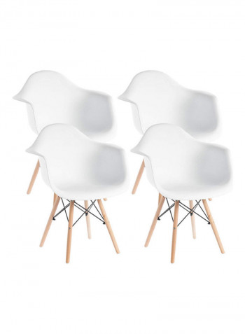 4-Piece Eames Style Armchair With Natural Wooden Legs White