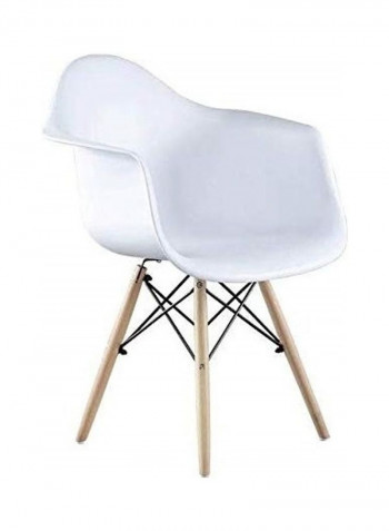 4-Piece Eames Style Armchair With Natural Wooden Legs White