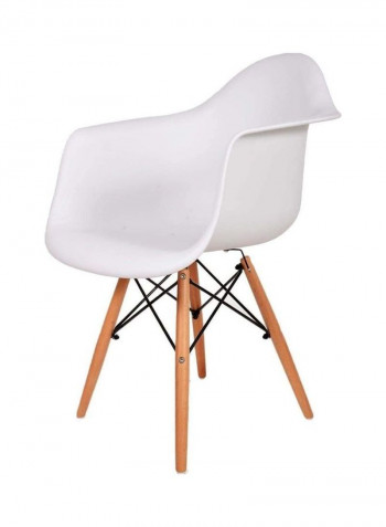4-Piece Eames Style Armchair With Natural Wooden Legs White