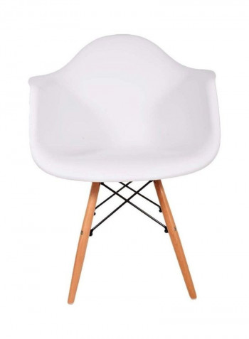 4-Piece Eames Style Armchair With Natural Wooden Legs White