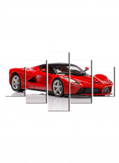 5-Piece Automobile Theme Canvas Painting With Frame Multicolour 150X80centimeter