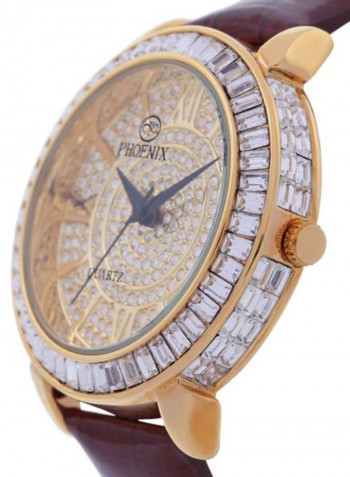 Women's 22K Gold Plated With Crystal Analog Watch P-21736