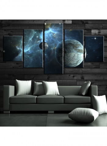 5-Piece Astronomy Theme Canvas Painting With Frame Multicolour 150X80centimeter
