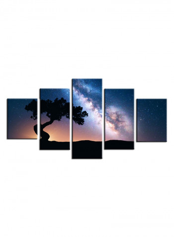 5-Piece Astronomy Theme Canvas Painting With Frame Multicolour 150X80centimeter