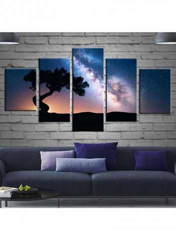 5-Piece Astronomy Theme Canvas Painting With Frame Multicolour 150X80centimeter