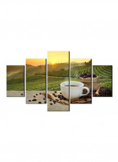 5-Piece Coffee Theme Canvas Painting With Frame Multicolour 150X80centimeter