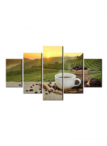 5-Piece Coffee Theme Canvas Painting With Frame Multicolour 150X80centimeter