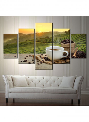 5-Piece Coffee Theme Canvas Painting With Frame Multicolour 150X80centimeter