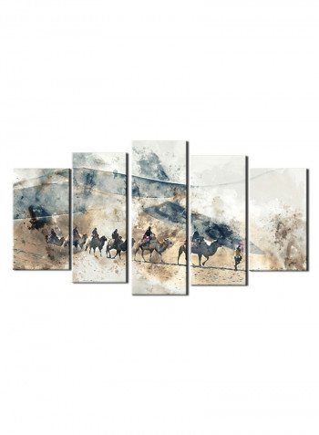 5-Piece Desert Theme Canvas Painting With Frame Multicolour 150X80centimeter