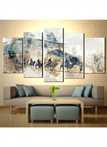 5-Piece Desert Theme Canvas Painting With Frame Multicolour 150X80centimeter