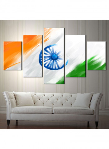 5-Piece Flag Theme Canvas Painting With Frame Multicolour 150X80centimeter