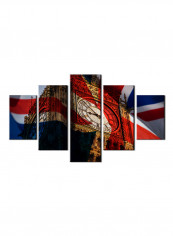 5-Piece Flag Theme Canvas Painting With Frame Multicolour 150X80centimeter