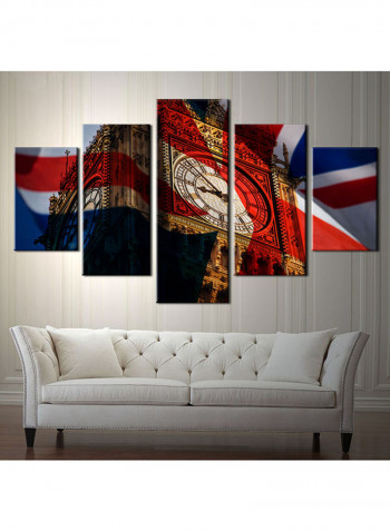 5-Piece Flag Theme Canvas Painting With Frame Multicolour 150X80centimeter