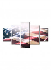 5-Piece Flag Theme Canvas Painting With Frame Multicolour 150X80centimeter