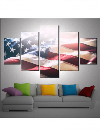 5-Piece Flag Theme Canvas Painting With Frame Multicolour 150X80centimeter