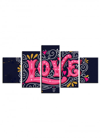 5-Piece Love Theme Canvas Painting With Frame Multicolour 150X80centimeter