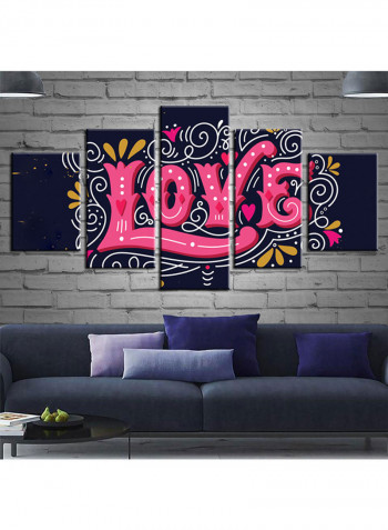 5-Piece Love Theme Canvas Painting With Frame Multicolour 150X80centimeter