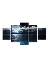 5-Piece Moon Theme Canvas Painting With Frame Multicolour 150X80centimeter