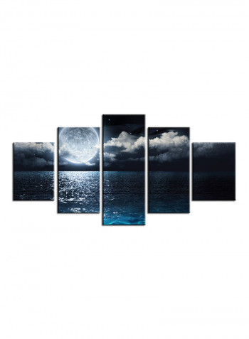 5-Piece Moon Theme Canvas Painting With Frame Multicolour 150X80centimeter
