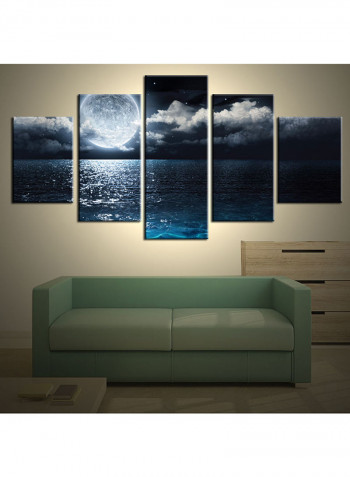 5-Piece Moon Theme Canvas Painting With Frame Multicolour 150X80centimeter