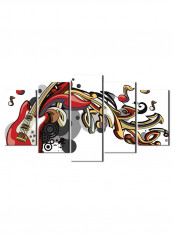 5-Piece Music Theme Canvas Painting With Frame Multicolour 150X80centimeter
