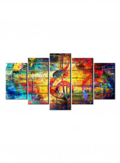 5-Piece Music Theme Canvas Painting With Frame Multicolour 150X80centimeter