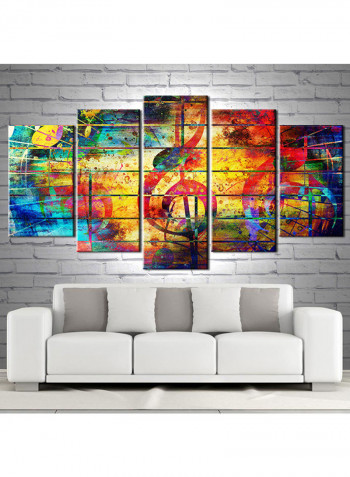 5-Piece Music Theme Canvas Painting With Frame Multicolour 150X80centimeter
