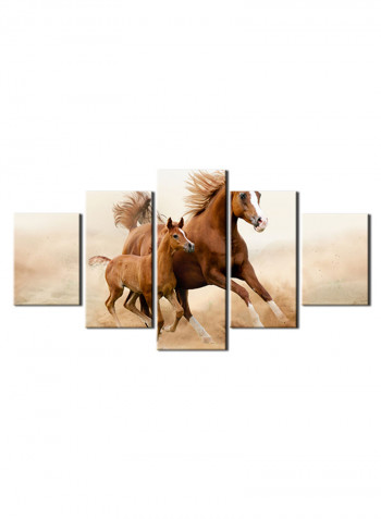 5-Piece Animal Theme Canvas Painting With Frame Multicolour 150X80centimeter