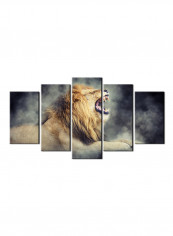 5-Piece Animal Theme Canvas Painting With Frame Multicolour 150X80centimeter