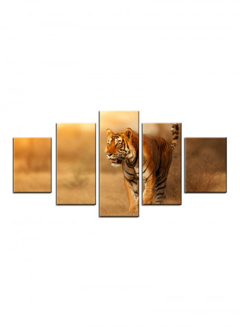 5-Piece Animal Theme Canvas Painting With Frame Multicolour 150X80centimeter