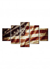 5-Piece Flag Theme Canvas Painting With Frame Multicolour 150X80centimeter