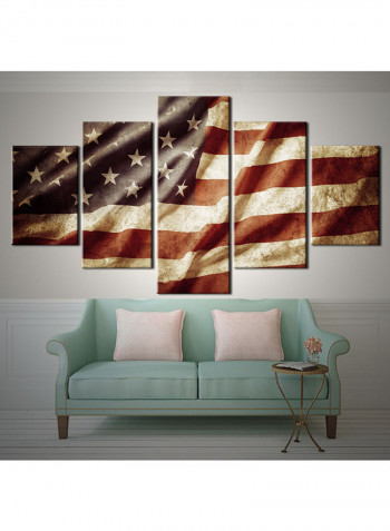 5-Piece Flag Theme Canvas Painting With Frame Multicolour 150X80centimeter