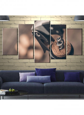 5-Piece Food Theme Canvas Painting With Frame Multicolour 150X80centimeter