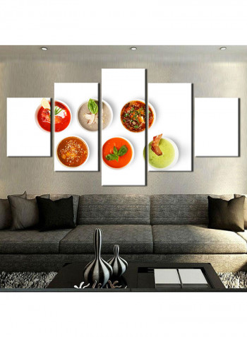 5-Piece Food Theme Canvas Painting With Frame Multicolour 150X80centimeter