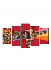 5-Piece Music Theme Canvas Painting With Frame Multicolour 150X80centimeter