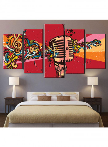 5-Piece Music Theme Canvas Painting With Frame Multicolour 150X80centimeter