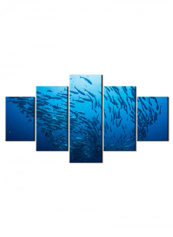 5-Piece Sea Theme Canvas Painting With Frame Blue 150X80centimeter