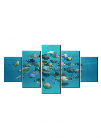 5-Piece Sea Theme Canvas Painting With Frame Multicolour 150X80centimeter