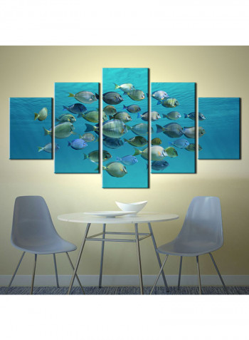 5-Piece Sea Theme Canvas Painting With Frame Multicolour 150X80centimeter