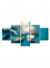 5-Piece Sea Theme Canvas Painting With Frame Multicolour 150X80centimeter