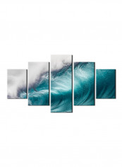 5-Piece Sea Theme Canvas Painting With Frame Multicolour 150X80centimeter