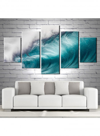 5-Piece Sea Theme Canvas Painting With Frame Multicolour 150X80centimeter
