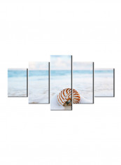 5-Piece Sea Theme Canvas Painting With Frame Multicolour 150X80centimeter